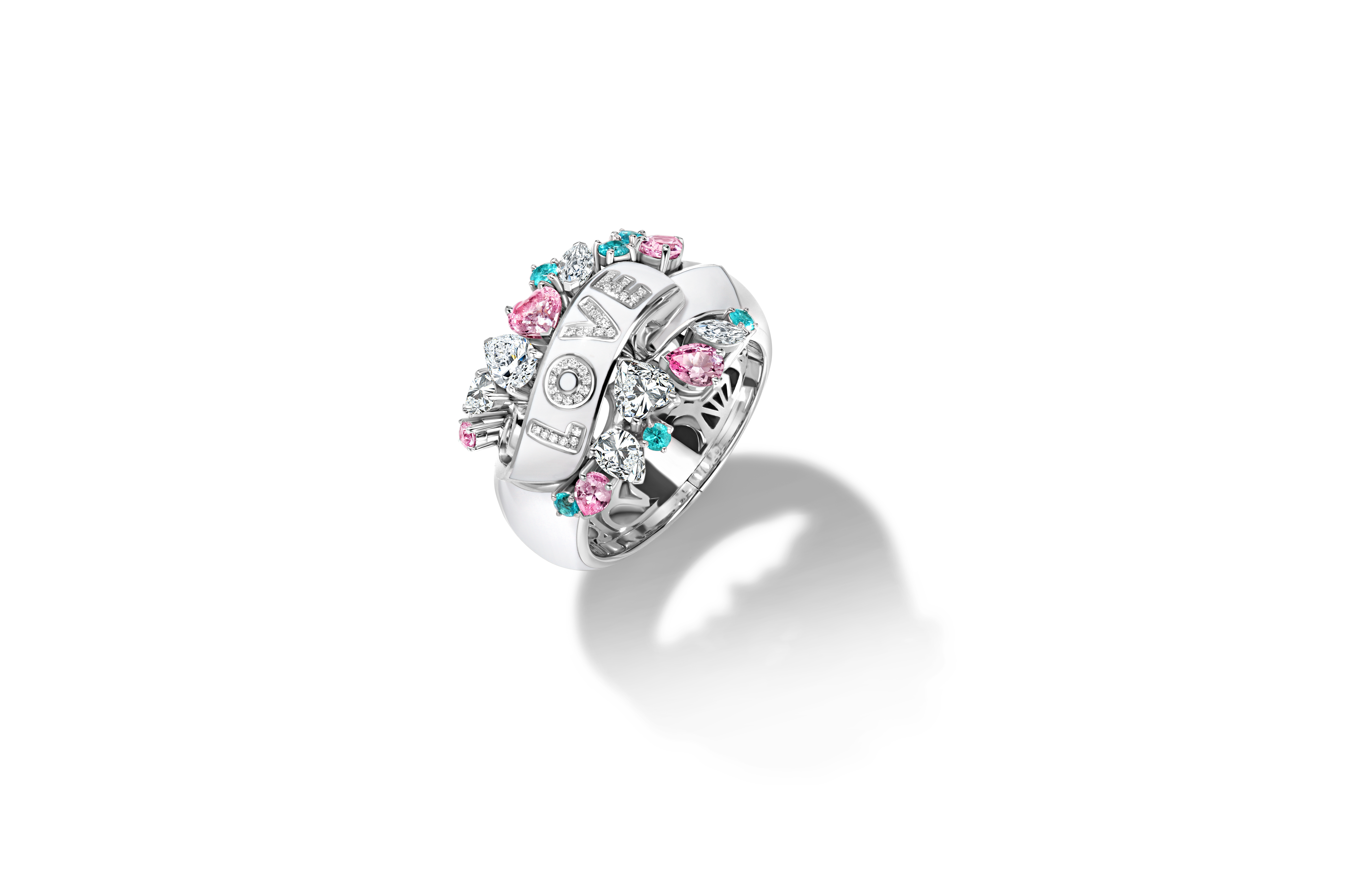 LOVE CERAM ring with white ribbon