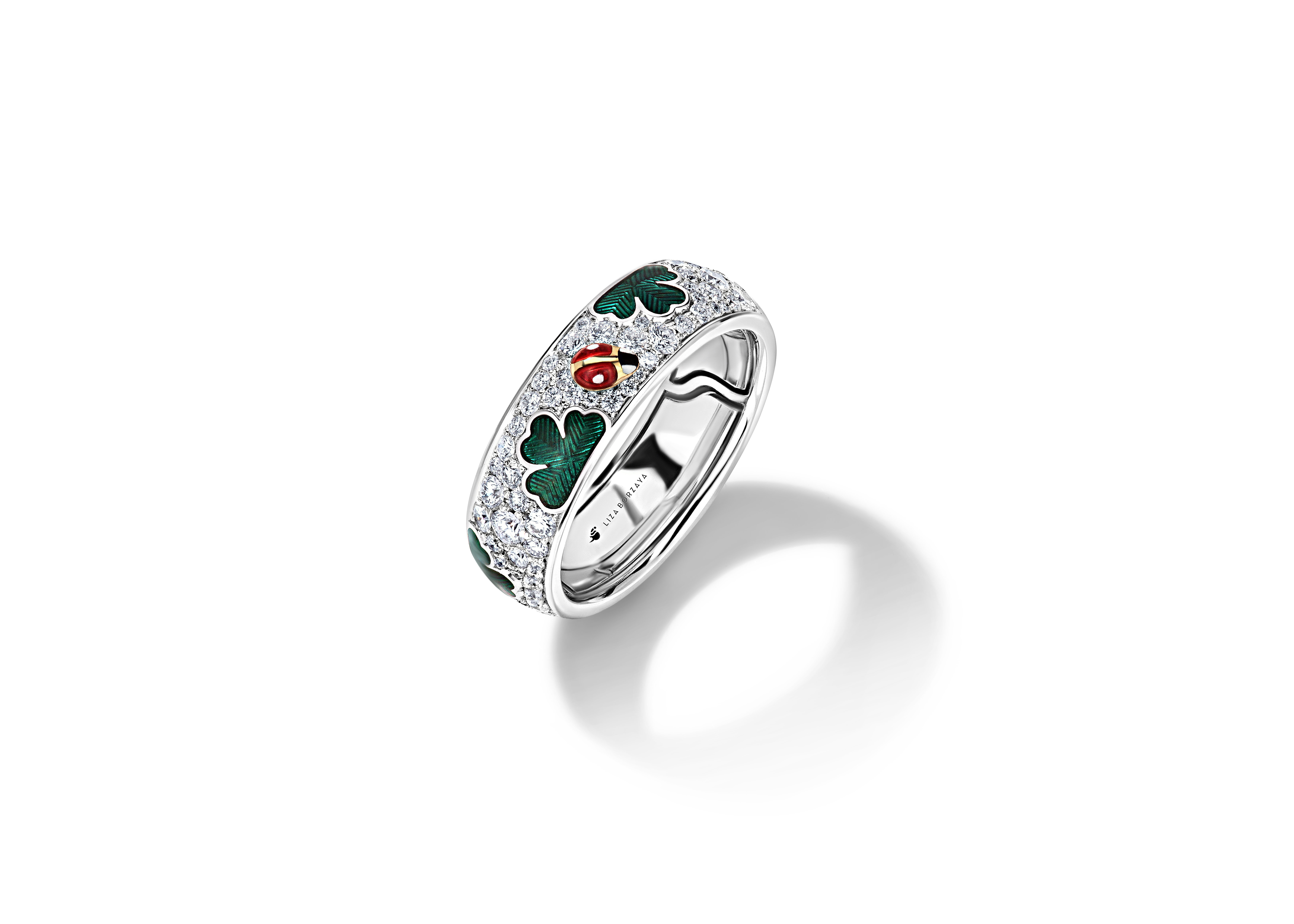 Ring "Clover with ladybug" pavé