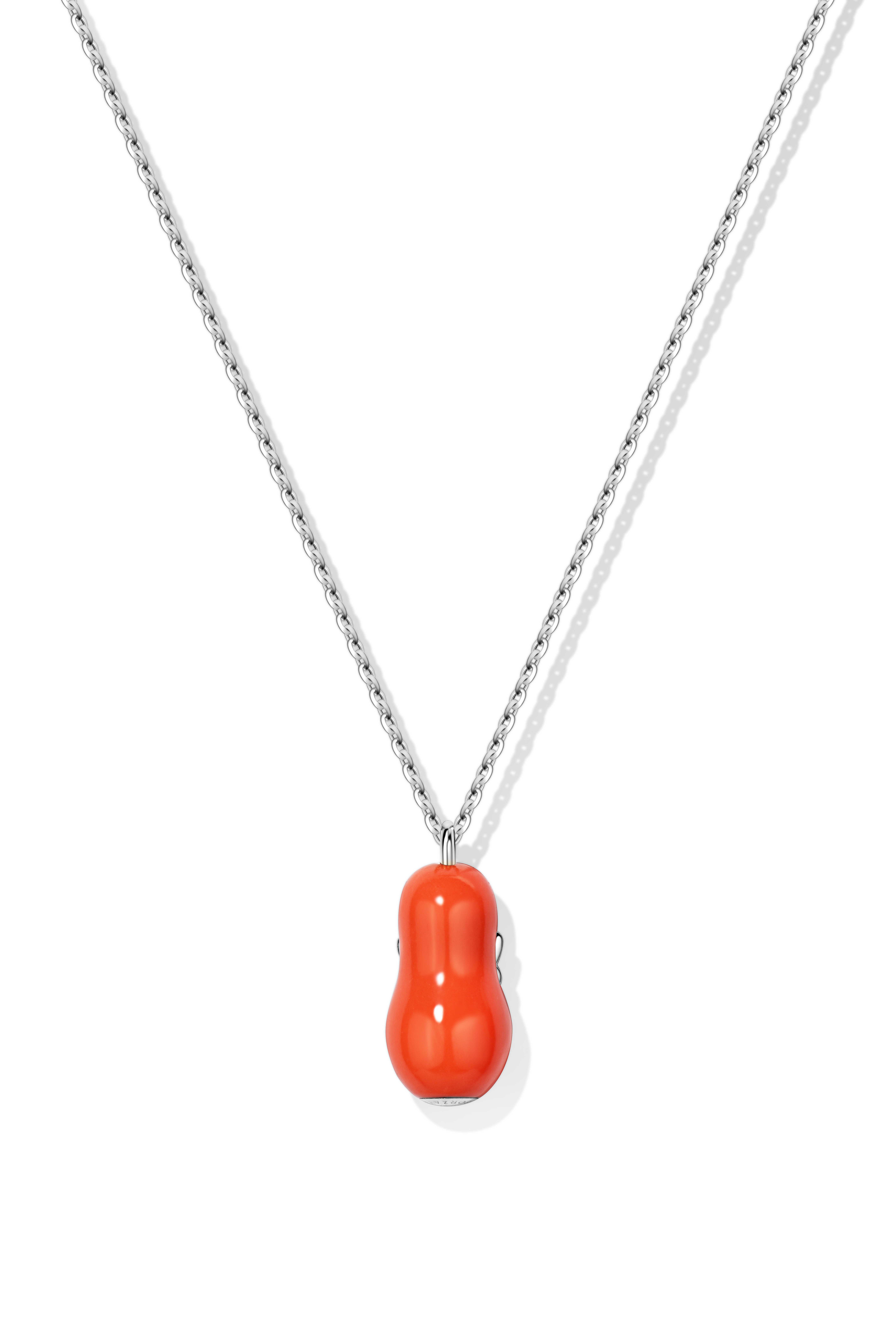 Coral “Matryoshka” pendant on a silver chain