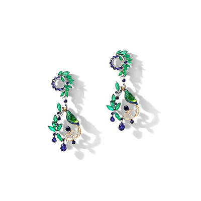 Long earring “birds of paradise” multicolored