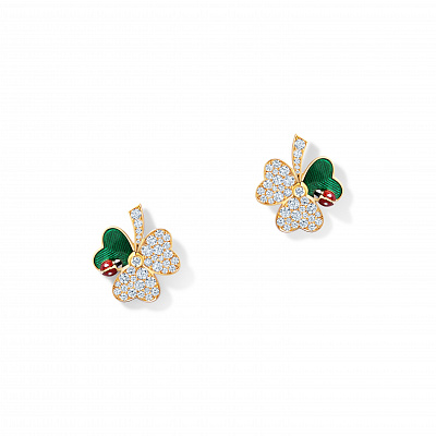 Clover earrings with a ladybug