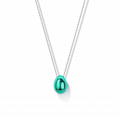 Green Easter egg pendant on chain