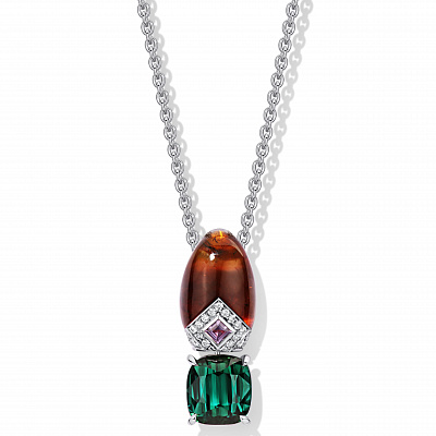 Подвеска с янтарем и тумалином 5,3 ct