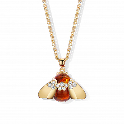 Amber Bumblebee Pendant with Stones