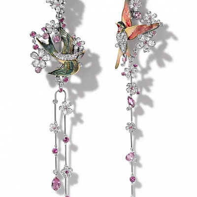 Long earring “Swallows”