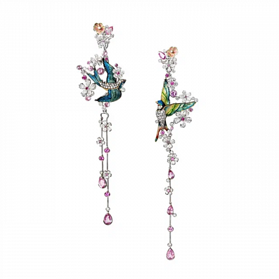Long earring “Swallows”