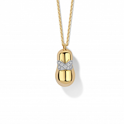 Golden Child Pendant with Diamond Butterfly