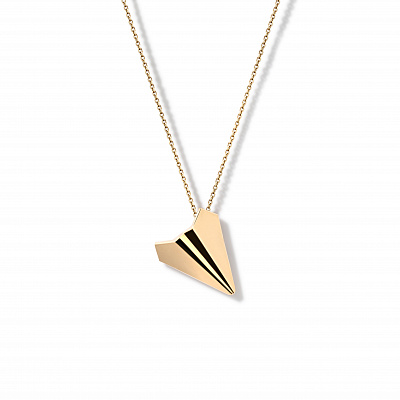 Chain pendant "Paper airplane" yellow gold
