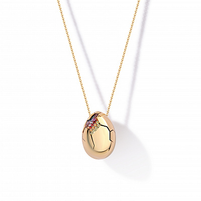 Easter egg pendant with sapphires on a chain