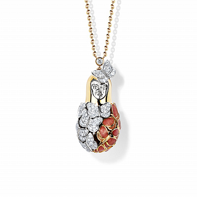 Matryoshka Pendant with Pastel Butterflies