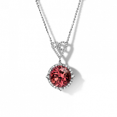 Necklace with pink round tourmaline